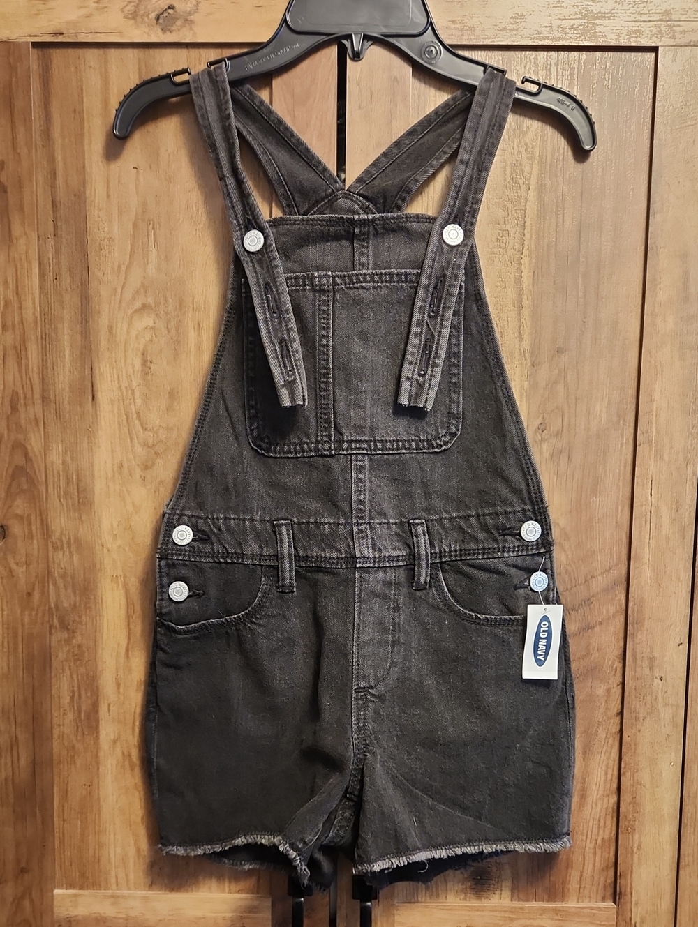 Old Navy Black Denim Farm wear Playtime Shortalls Overalls - Size L(10-12)